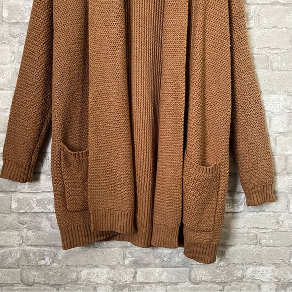 Marine Layer Women Large Chunky Knit Long Cardigan Merino Wool Blend Rust Orange - Picture 4 of 8